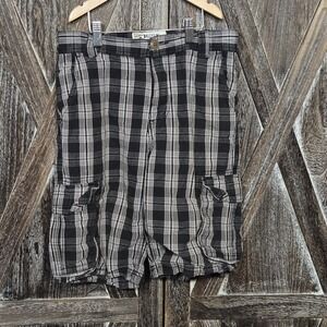 Baileys Pt. Plaid Cargo Shorts Boys Size 10 Grey/Black